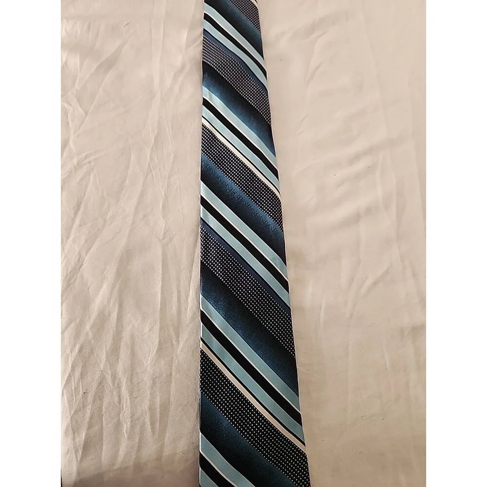 Pierre Cardin Blue Striped 100% Silk Necktie